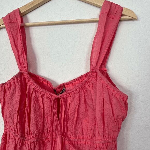 Ciao Lucia Cinetta Melon Pink Smocked Tie Bust Crop Top Women's Size XL NWT - Picture 3 of 6